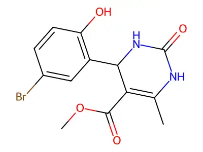 methyl 4-(5-bromo-2-hydroxyphenyl)-6-methyl-2-oxo-3,4-dihydro-1H-pyrimidine-5-carboxylate structure