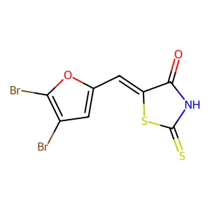 5-[(4,5-Dibromofuran-2-yl)methylidene]-2-sulfanylidene-1,3-thiazolidin-4-one structure