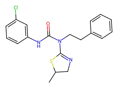 3-(3-chlorophenyl)-1-(5-methyl-4,5-dihydro-1,3-thiazol-2-yl)-1-(2-phenylethyl)urea structure