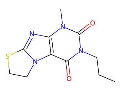 1-Methyl-3-propyl-6,7-dihydro-1H-thiazolo[2,3-f]purine-2,4-dione structure