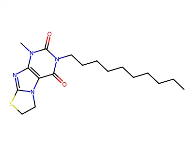 3-Decyl-1-methyl-6,7-dihydro-1H-thiazolo(2,3-F)purine-2,4-dione structure