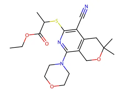 ethyl 2-[(5-cyano-3,3-dimethyl-8-morpholin-4-yl-1,4-dihydropyrano[3,4-c]pyridin-6-yl)sulfanyl]propanoate structure