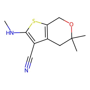 5,5-dimethyl-2-(methylamino)-4,7-dihydro-5H-thieno[2,3-c]pyran-3-carbonitrile structure