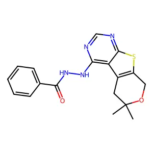 N'-(6,6-dimethyl-5,8-dihydropyrano[4,5]thieno[1,2-c]pyrimidin-4-yl)benzohydrazide structure