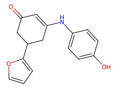 5-(Furan-2-yl)-3-[(4-hydroxyphenyl)amino]cyclohex-2-en-1-one structure