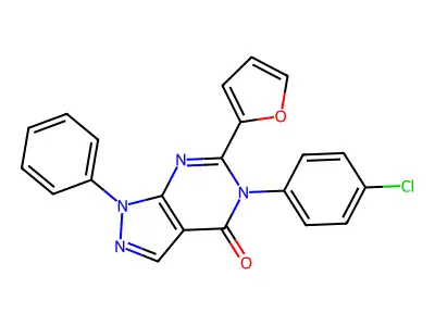 5-(4-Chlorophenyl)-6-(furan-2-yl)-1-phenylpyrazolo[3,4-d]pyrimidin-4-one structure