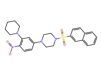 1-(2-Naphthylsulfonyl)-4-(4-nitro-3-piperidylphenyl)piperazine structure