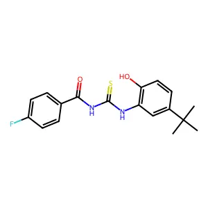 N-[(5-tert-butyl-2-hydroxyphenyl)carbamothioyl]-4-fluorobenzamide structure