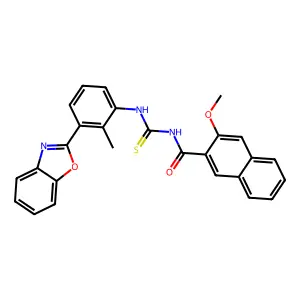 N-[[3-(1,3-benzoxazol-2-yl)-2-methylphenyl]carbamothioyl]-3-methoxynaphthalene-2-carboxamide structure