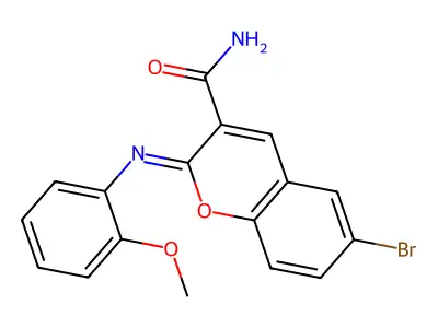 (2Z)-6-bromo-2-[(2-methoxyphenyl)imino]-2H-chromene-3-carboxamide structure