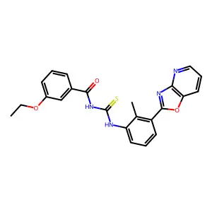3-ethoxy-N-{[2-methyl-3-([1,3]oxazolo[4,5-b]pyridin-2-yl)phenyl]carbamothioyl}benzamide structure