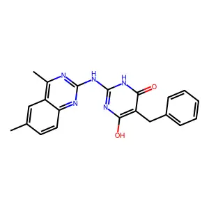 5-Benzyl-2-[(4,6-dimethylquinazolin-2-yl)amino]pyrimidine-4,6-diol structure