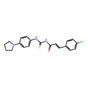 (E)-3-(4-chlorophenyl)-N-[(4-pyrrolidin-1-ylphenyl)carbamothioyl]prop-2-enamide structure