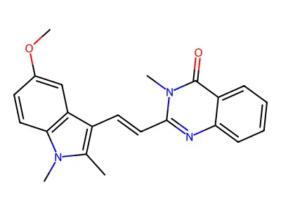 2-[(E)-2-(5-methoxy-1,2-dimethylindol-3-yl)ethenyl]-3-methylquinazolin-4-one structure