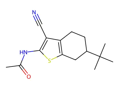 N-(6-tert-butyl-3-cyano-4,5,6,7-tetrahydro-1-benzothiophen-2-yl)acetamide structure