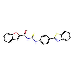 N-[[4-(1,3-benzothiazol-2-yl)phenyl]carbamothioyl]-1-benzofuran-2-carboxamide structure