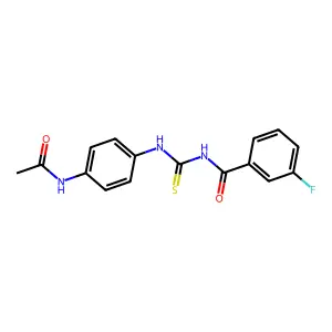 N-[(4-acetamidophenyl)carbamothioyl]-3-fluorobenzamide structure