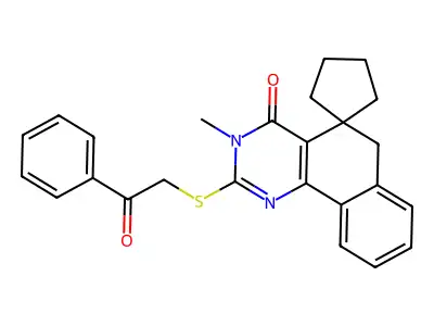 3-methyl-2-phenacylsulfanylspiro[6H-benzo[h]quinazoline-5,1'-cyclopentane]-4-one structure
