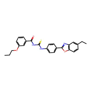 N-[[4-(5-ethyl-1,3-benzoxazol-2-yl)phenyl]carbamothioyl]-3-propoxybenzamide structure