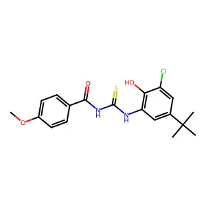N-[(5-tert-butyl-3-chloro-2-hydroxyphenyl)carbamothioyl]-4-methoxybenzamide structure