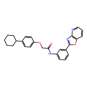 2-(4-cyclohexylphenoxy)-N-[3-([1,3]oxazolo[4,5-b]pyridin-2-yl)phenyl]acetamide structure