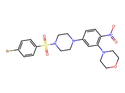 4-[5-[4-(4-Bromophenyl)sulfonylpiperazin-1-yl]-2-nitrophenyl]morpholine structure