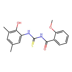N-[(2-hydroxy-3,5-dimethylphenyl)carbamothioyl]-2-methoxybenzamide structure