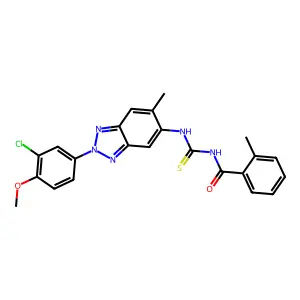 N-[[2-(3-chloro-4-methoxyphenyl)-6-methylbenzotriazol-5-yl]carbamothioyl]-2-methylbenzamide structure