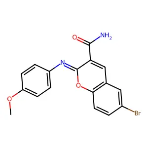 6-bromo-2-[(4-methoxyphenyl)imino]-2H-chromene-3-carboxamide structure