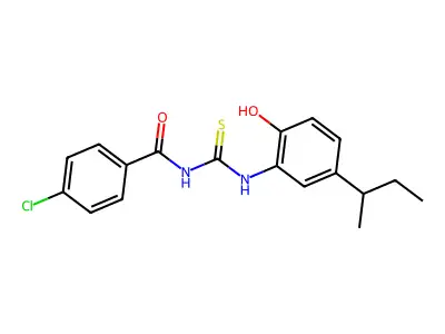 N-{[5-(butan-2-yl)-2-hydroxyphenyl]carbamothioyl}-4-chlorobenzamide structure