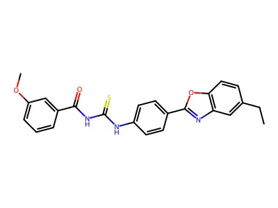 N-[[4-(5-ethyl-1,3-benzoxazol-2-yl)phenyl]carbamothioyl]-3-methoxybenzamide structure