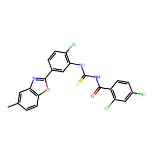 2,4-dichloro-N-[[2-chloro-5-(5-methyl-1,3-benzoxazol-2-yl)phenyl]carbamothioyl]benzamide structure