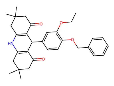 9-(3-ethoxy-4-phenylmethoxyphenyl)-3,3,6,6-tetramethyl-2,4,5,7,9,10-hexahydroacridine-1,8-dione structure