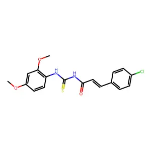 (E)-3-(4-chlorophenyl)-N-[(2,4-dimethoxyphenyl)carbamothioyl]prop-2-enamide structure