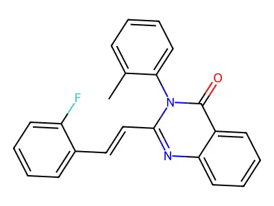 2-[(E)-2-(2-fluorophenyl)ethenyl]-3-(2-methylphenyl)quinazolin-4-one structure