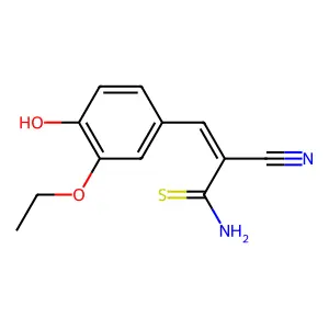 (2E)-2-cyano-3-(3-ethoxy-4-hydroxyphenyl)prop-2-enethioamide structure