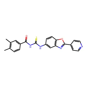 N-(3,4-dimethylbenzoyl)-N'-[2-(4-pyridinyl)-1,3-benzoxazol-5-yl]thiourea structure