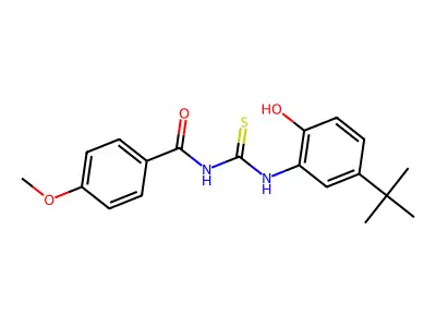 N-[(5-tert-butyl-2-hydroxyphenyl)carbamothioyl]-4-methoxybenzamide structure