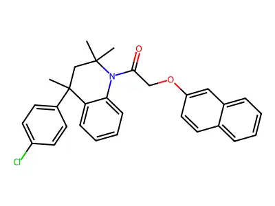 4-(4-chlorophenyl)-2,2,4-trimethyl-1-[(2-naphthyloxy)acetyl]-1,2,3,4-tetrahydroquinoline structure