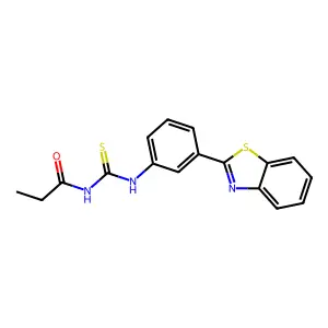 N-[[3-(1,3-benzothiazol-2-yl)phenyl]carbamothioyl]propanamide structure