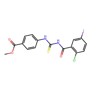 Methyl 4-({[(2-chloro-5-iodophenyl)carbonyl]carbamothioyl}amino)benzoate structure