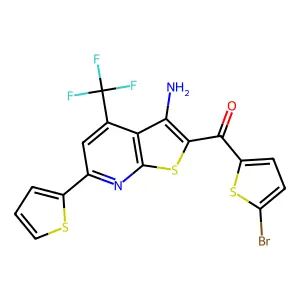 [3-amino-6-thiophen-2-yl-4-(trifluoromethyl)thieno[2,3-b]pyridin-2-yl]-(5-bromothiophen-2-yl)methanone structure