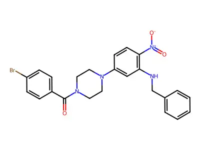 [4-[3-(Benzylamino)-4-nitrophenyl]piperazin-1-yl]-(4-bromophenyl)methanone structure