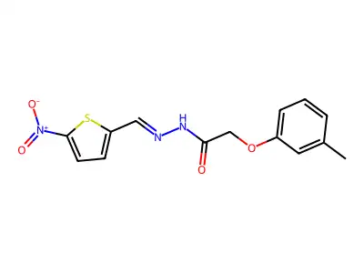 2-(3-methylphenoxy)-N-[(E)-(5-nitrothiophen-2-yl)methylideneamino]acetamide structure