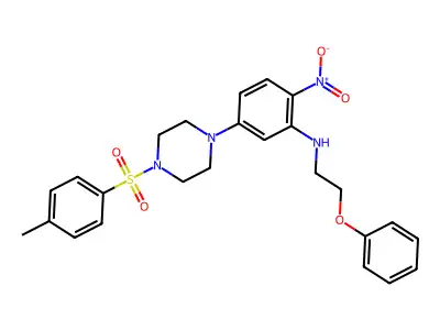 5-[4-(4-methylphenyl)sulfonylpiperazin-1-yl]-2-nitro-N-(2-phenoxyethyl)aniline structure