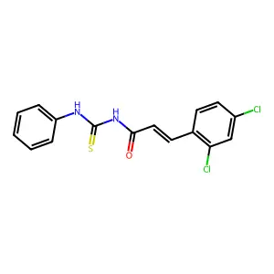 (E)-3-(2,4-dichlorophenyl)-N-(phenylcarbamothioyl)prop-2-enamide structure