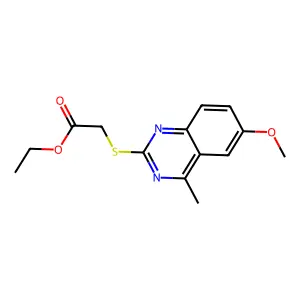 (6-Methoxy-4-methylquinazolin-2-ylsulfanyl)acetic acid, ethyl ester structure