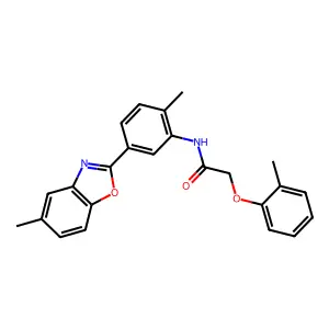 N-[2-methyl-5-(5-methyl-1,3-benzoxazol-2-yl)phenyl]-2-(2-methylphenoxy)acetamide structure