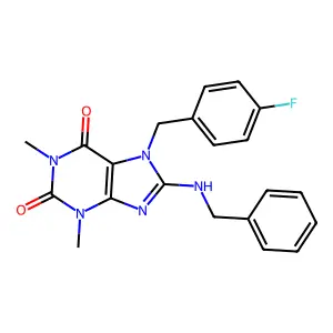 8-(benzylamino)-7-(4-fluorobenzyl)-1,3-dimethyl-3,7-dihydro-1H-purine-2,6-dione structure
