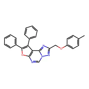 8,9-Diphenyl-2-((p-tolyloxy)methyl)furo[3,2-e][1,2,4]triazolo[1,5-c]pyrimidine structure